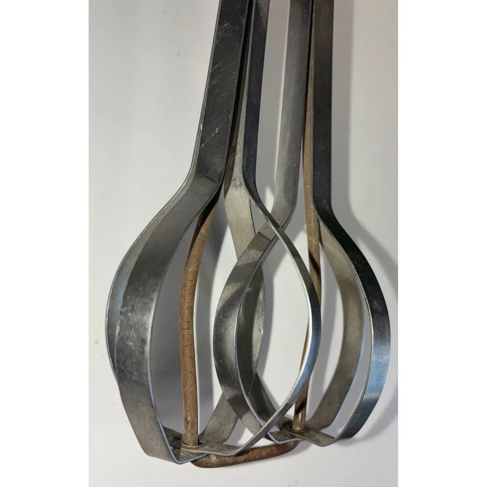 A&J High Speed Super Center‎ Drive Hand Mixer Egg Beater Wooden Handles Vintage